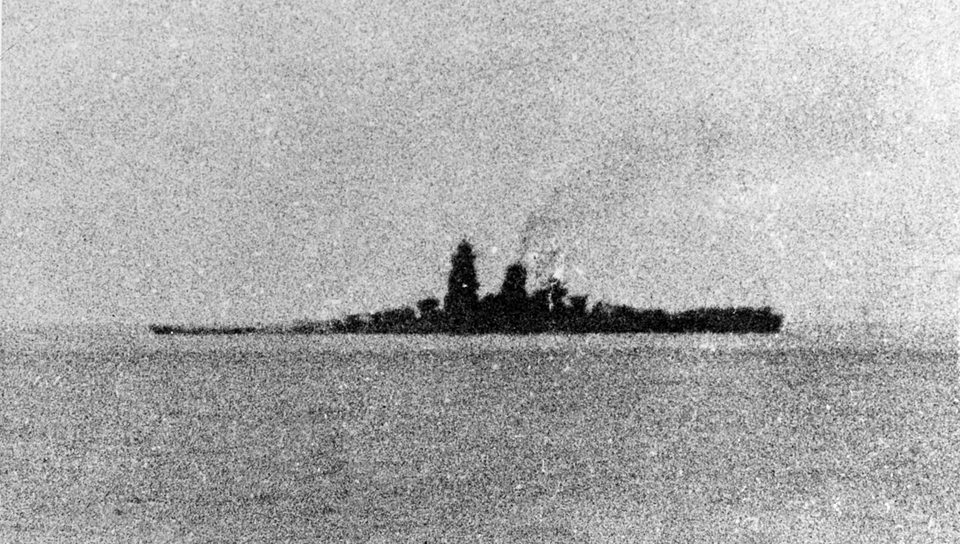 Musashi down by the bow