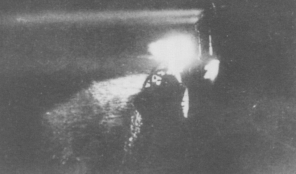 Yubari shining her searchlights at Savo Island