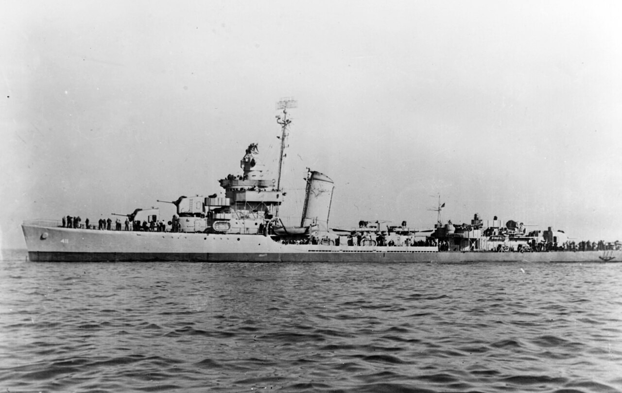 Anderson in March 1945, with hull number 411 on the bow