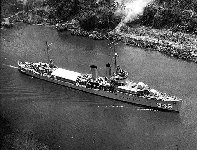 Dewey underway about 1935 with hull number 349 on the bow
