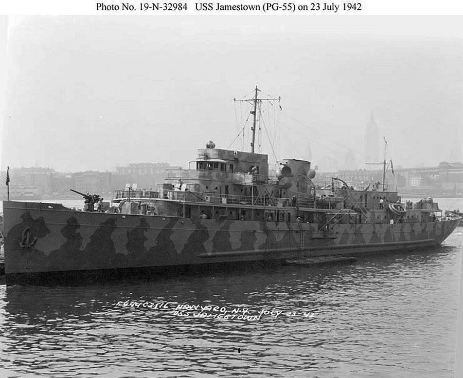 Jamestown at the New York Navy Yard, 23 July 1942