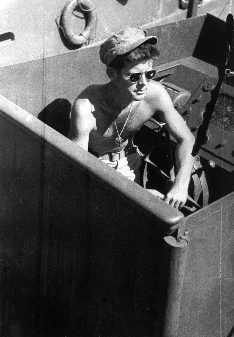John F. Kennedy at the wheel of PT-109