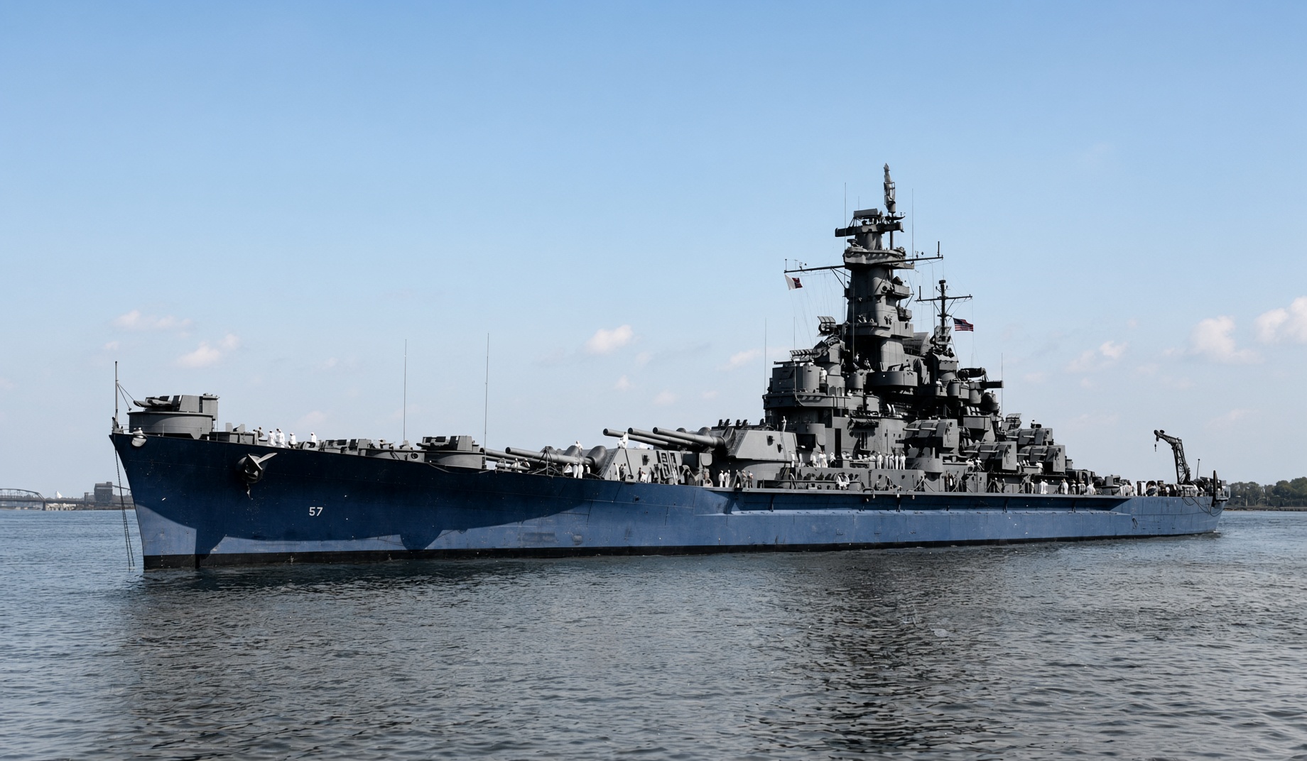 A computer-made color picture of USS South Dakota